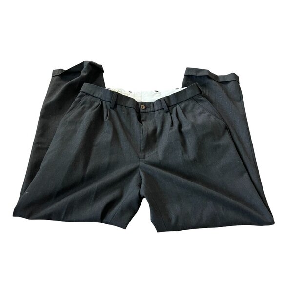 Orvis Other - Orvis Mens Trouser Ankle Pants Black Size 36 Pleated Rolled Hem Tapered Leg
